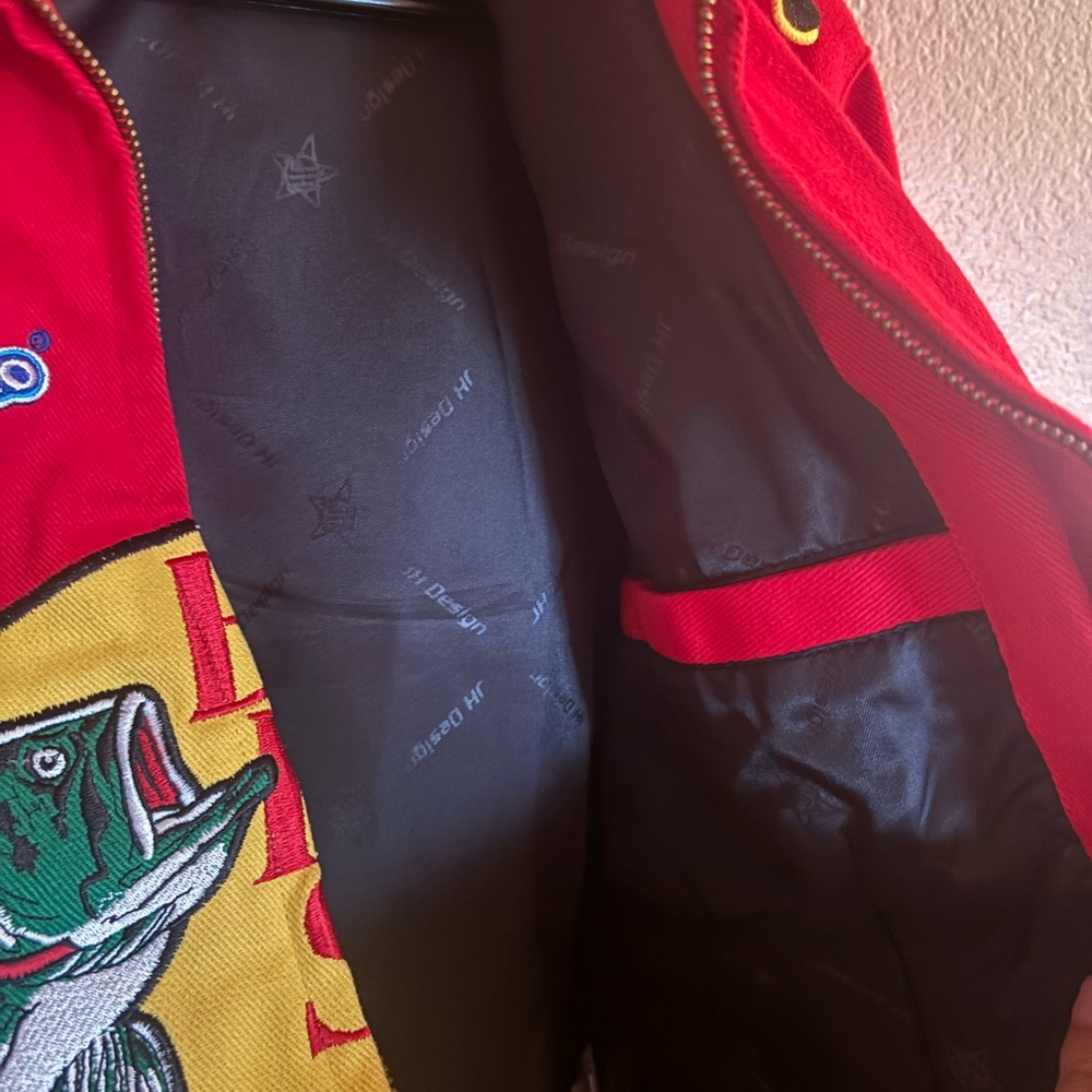 JH Design Bass Pro Shops Racing Jacket Red Embroidered Women’s M - Picture 9 of 13